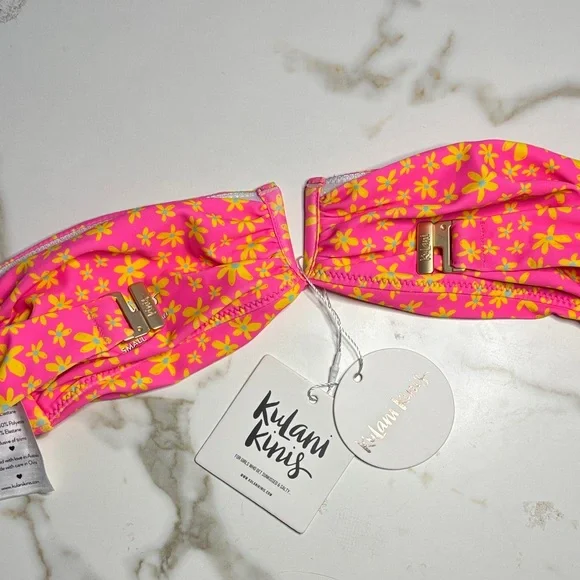 Kulani Kinis Pink and Yellow Floral Bikini Top - Picture 4 of 4
